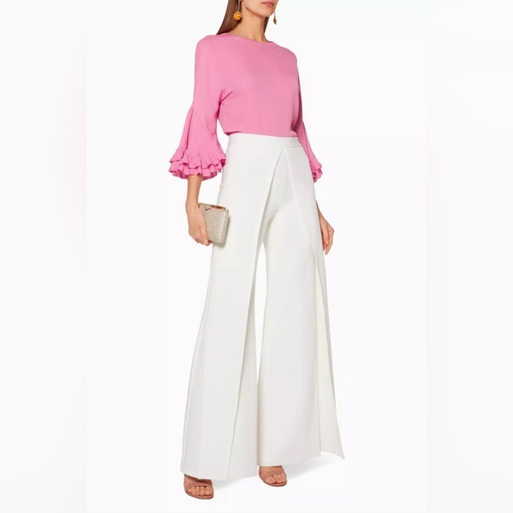 Kobi Halperin Luanne Silk Ruffle Bell Sleeve Blouse Pink Size S